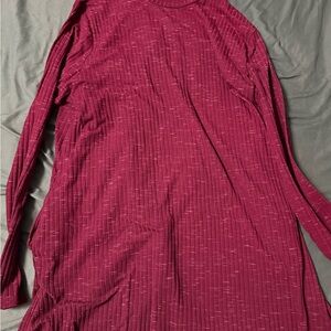 Ribbed Long Sleeve Dress in Red